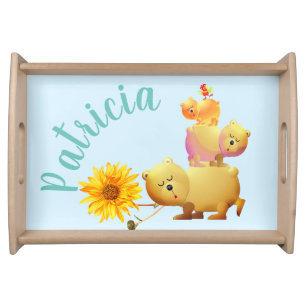 Bears, Rooster & Sunflower Tower Serving Tray