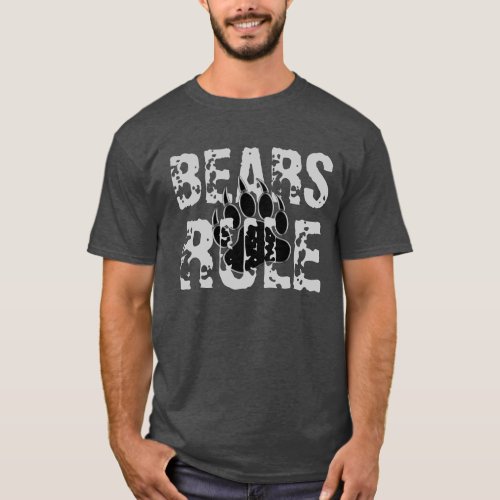 Bears Rule Black and silver Bear paw T_Shirt