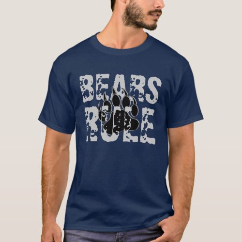 Bears Rule Black and silver Bear paw T_Shirt