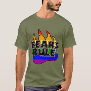 Bears Rule Black on Rainbow Paw - HOT! T-Shirt