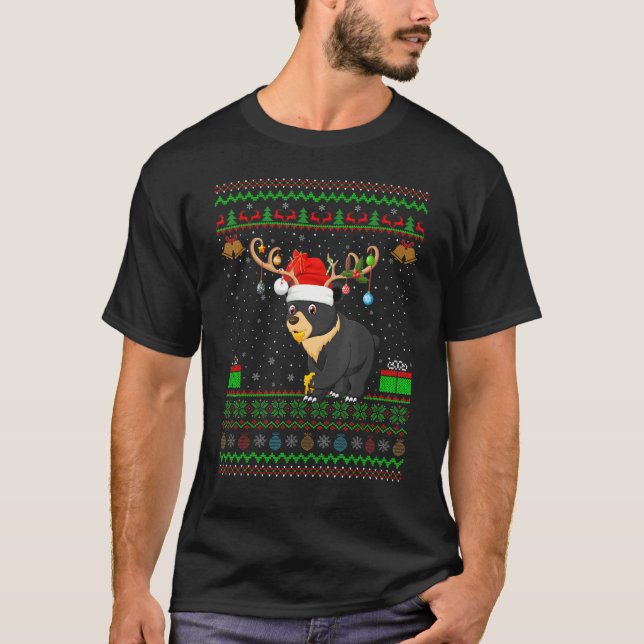 Bears Santa Hat Matching Ugly Bear Christmas T-Shirt (Front)