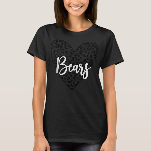 Bears School Spirit Mascot Leopard Heart Game Day  T_Shirt