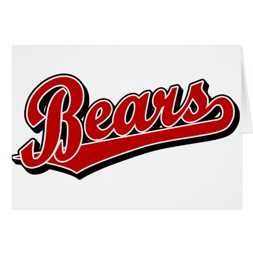 Bears script logo in red greeting card | Zazzle