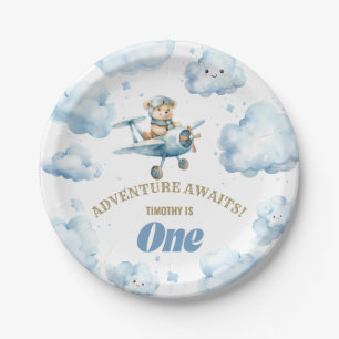Bear's Skyward Soiree: First Birthday Paper Plate