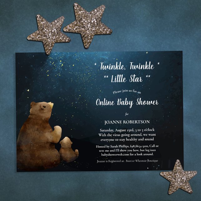 Bears Twinkle Little Star Online Baby Shower Invitation (Creator Uploaded)