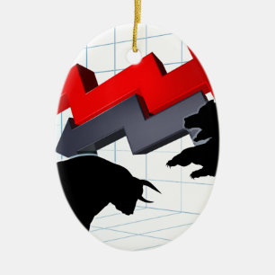 Bears Versus Bulls Stock Market Concept Ceramic Ornament