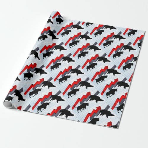 Bears Versus Bulls Stock Market Concept Wrapping Paper