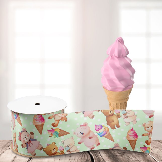 Bears With Ice Cream  Grosgrain Ribbon (Creator Uploaded)