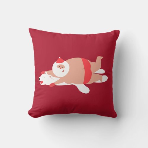 Bearskin Rug Santa Throw Pillow
