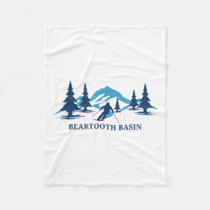 Beartooth Basin Wyoming Ski Resort Skiing Skier T- Fleece Blanket