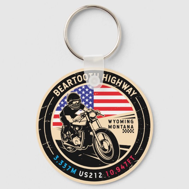 Beartooth Highway All American Roads Motorcycle  Keychain (Front)