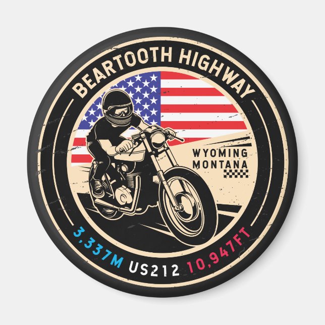 Beartooth Highway All American Roads Motorcycle Magnet (Front)