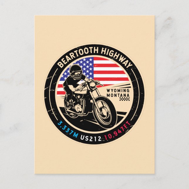 Beartooth Highway All American Roads Motorcycle  Postcard (Front)