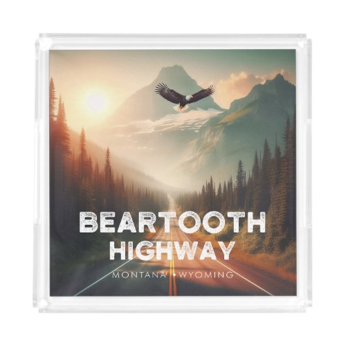 Beartooth Highway Montana Wyoming Eagle Acrylic Tray