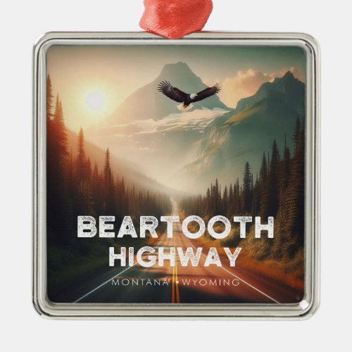 Beartooth Highway Montana Wyoming Eagle Metal Ornament