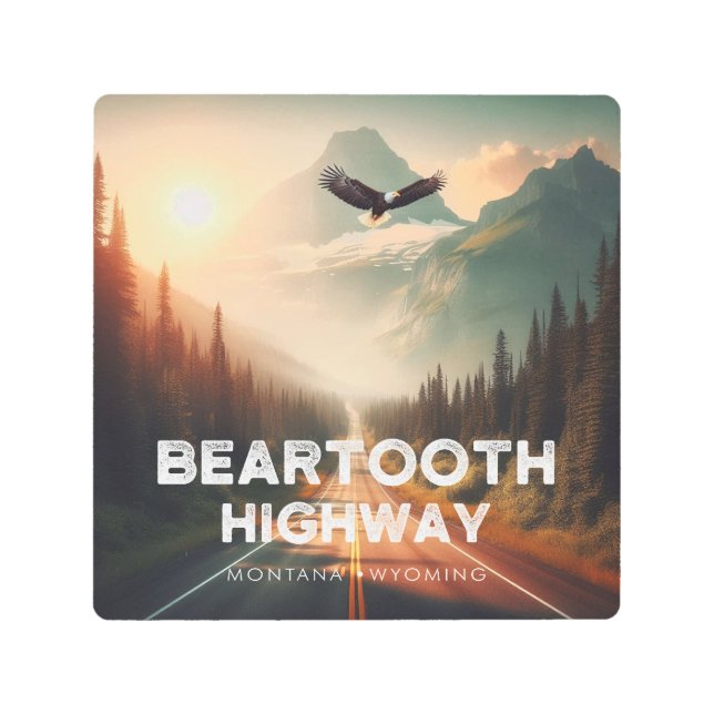 Beartooth Highway Montana Wyoming Eagle Metal Print (Front)