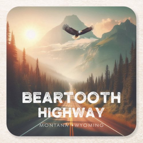 Beartooth Highway Montana Wyoming Eagle Square Paper Coaster