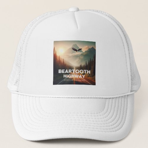 Beartooth Highway Montana Wyoming Eagle Trucker Hat