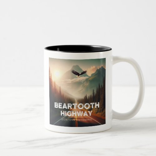 Beartooth Highway Montana Wyoming Eagle Two_Tone Coffee Mug