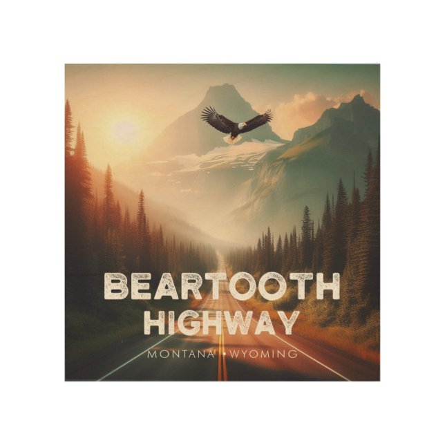 Beartooth Highway Montana Wyoming Eagle Wood Wall Art (Front)