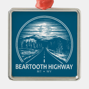 Beartooth Highway Montana Wyoming Forest Metal Ornament
