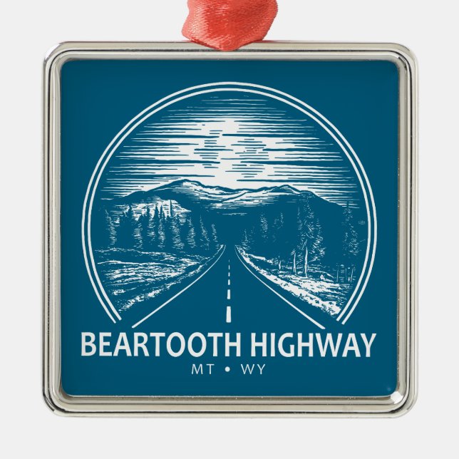 Beartooth Highway Montana Wyoming Forest Metal Ornament (Front)