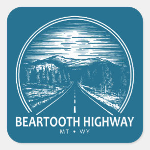 Beartooth Highway Montana Wyoming Forest Square Sticker
