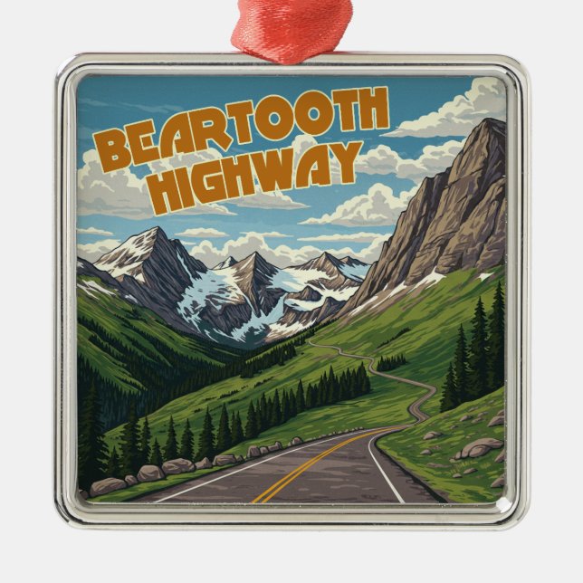 Beartooth Highway Montana Wyoming Landscape Metal Ornament (Front)