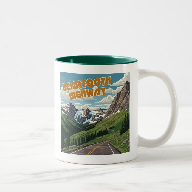 Beartooth Highway Montana Wyoming Landscape Two-Tone Coffee Mug (Right)