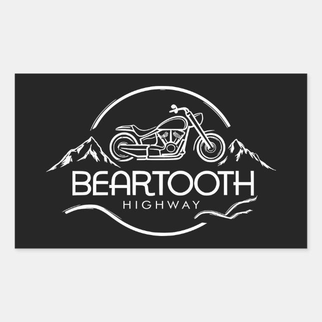 Beartooth Highway Montana Wyoming Motorcycle Rectangular Sticker (Front)