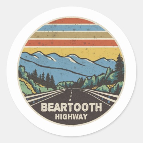 Beartooth Highway Montana Wyoming Mountains Classic Round Sticker