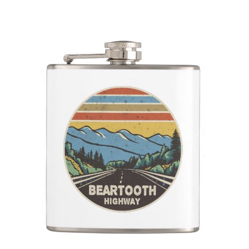 Beartooth Highway Montana Wyoming Mountains Flask