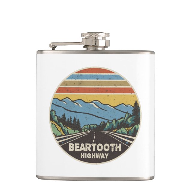 Beartooth Highway Montana Wyoming Mountains Flask (Front)