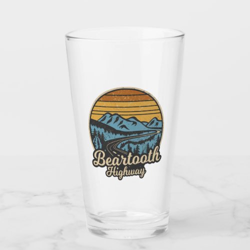 Beartooth Highway Montana Wyoming Retro Glass