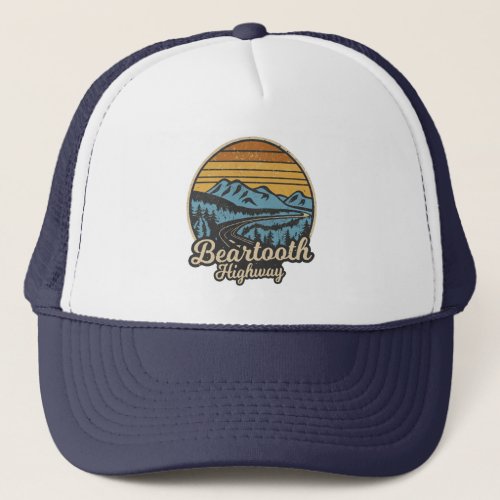 Beartooth Highway Montana Wyoming Retro Trucker Hat