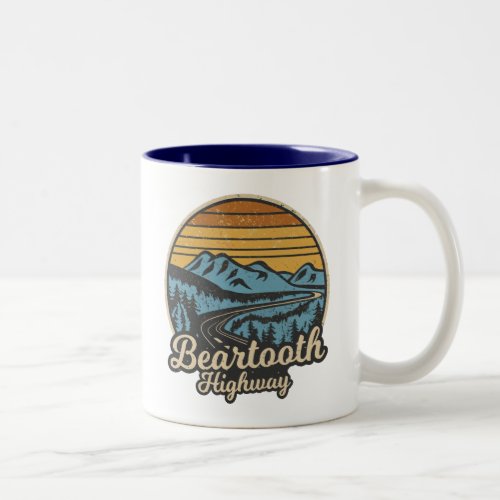 Beartooth Highway Montana Wyoming Retro Two_Tone Coffee Mug
