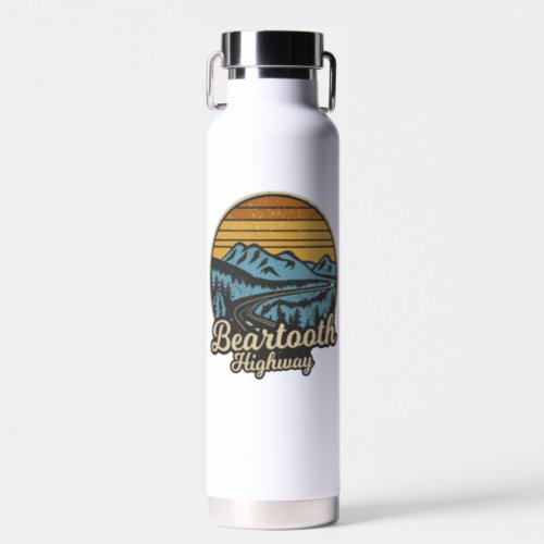 Beartooth Highway Montana Wyoming Retro Water Bottle