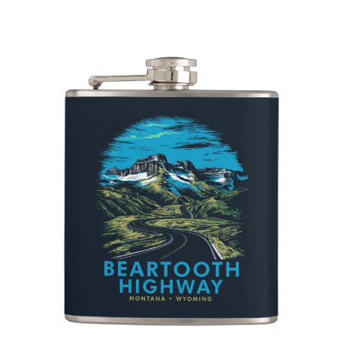 Beartooth Highway Montana Wyoming Vista Flask