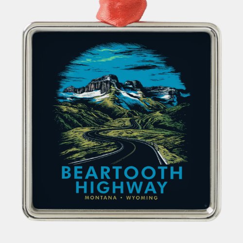 Beartooth Highway Montana Wyoming Vista Metal Ornament
