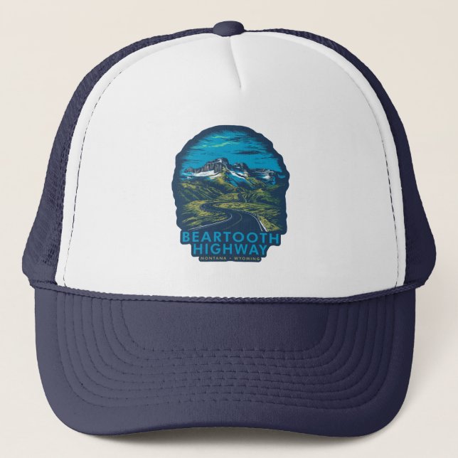 Beartooth Highway Montana Wyoming Vista Trucker Hat (Front)