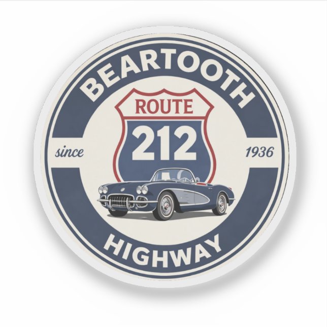 Beartooth Highway Route 212 classic car gifts Sticker (Front)