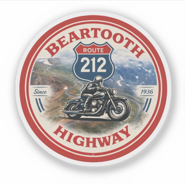 Beartooth Highway Route 212 motorcycle gifts Sticker (Front)