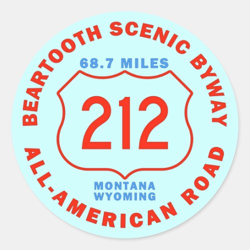Beartooth Scenic Byway All American Road Classic Round Sticker