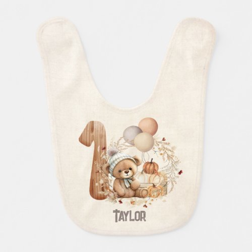 Beary 1st Birthday Baby Bear Fall Baby Bib