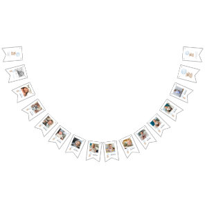 Beary 1st Birthday Blue 12 Months Milestone Photo Bunting Flags