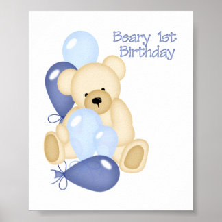 Beary 1st BIrthday (BOY) Poster