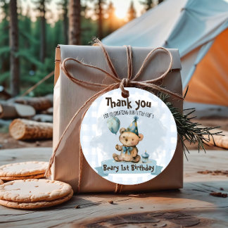 Beary 1st Birthday Favor Tags