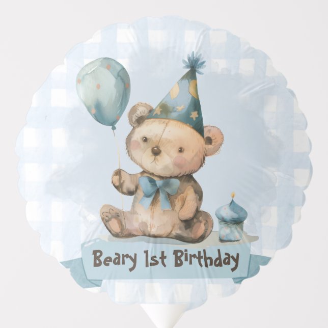 Beary 1st Birthday Party Balloon (Front)