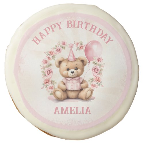 Beary 1st Birthday Pink Sugar Cookies