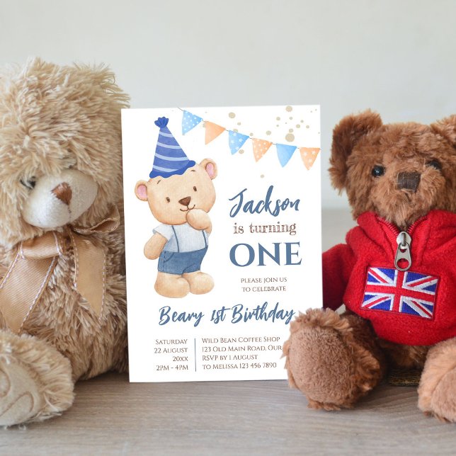 Beary 1st birthday teddy bear party invite (Creator Uploaded)